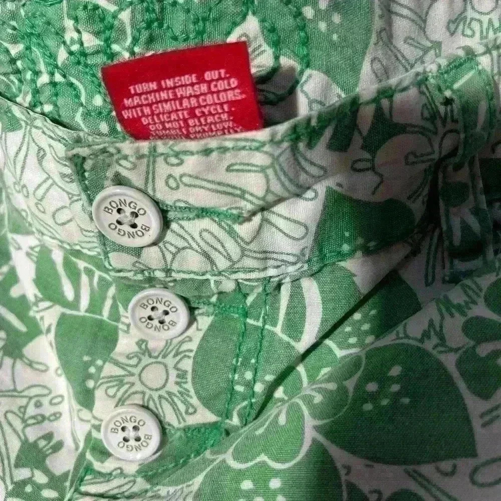 Bongo Retro Vtg Y2K 90'sFloral Shorts Green White Womens Paisley Shorty Shorts 5 - Picture 8 of 14